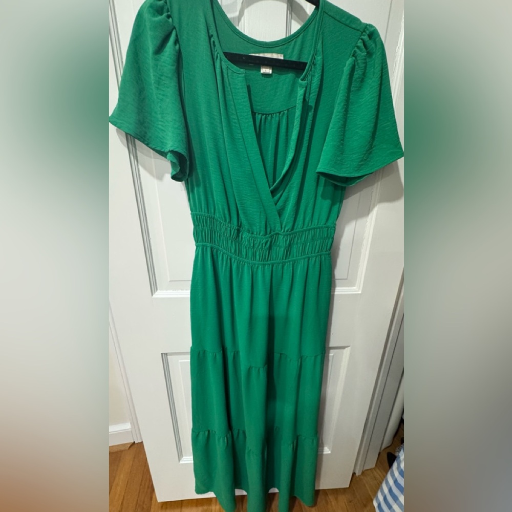 Monteau Emerald Green Wrap-Style Maxi Dress